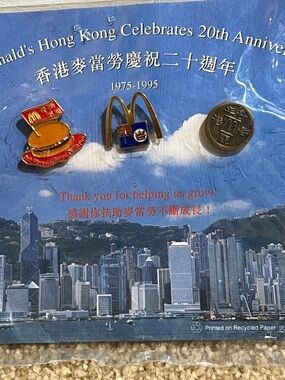 Mcdonalds Hong Kong Celebrates 20th Anniversary  Pin Set of 3 new